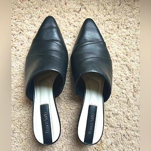 Franco Sarto Black Leather Oasis 3 Mules, Women’s Size 7.5